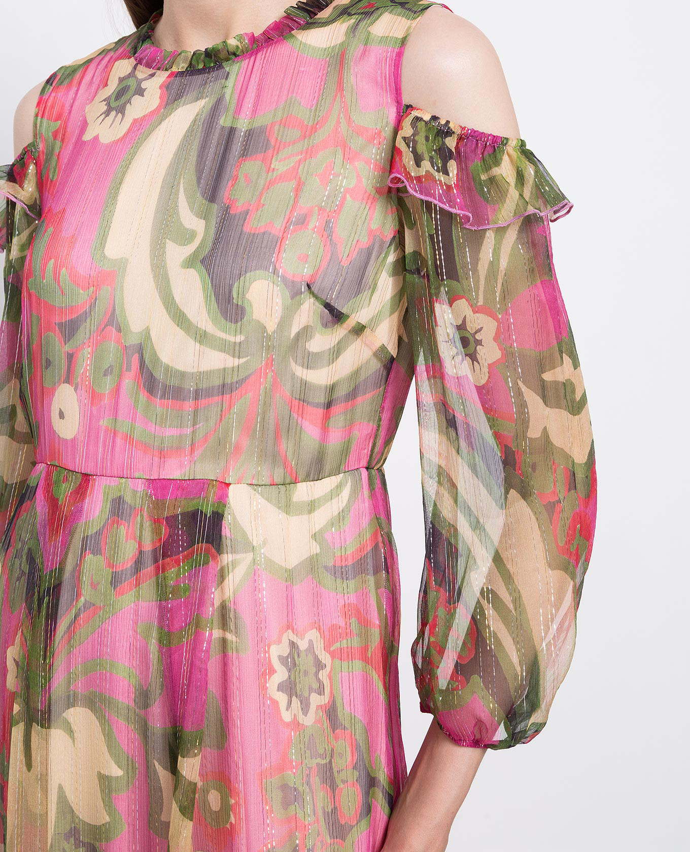 Pink floral print silk maxi dress with lurex Max & Co 5