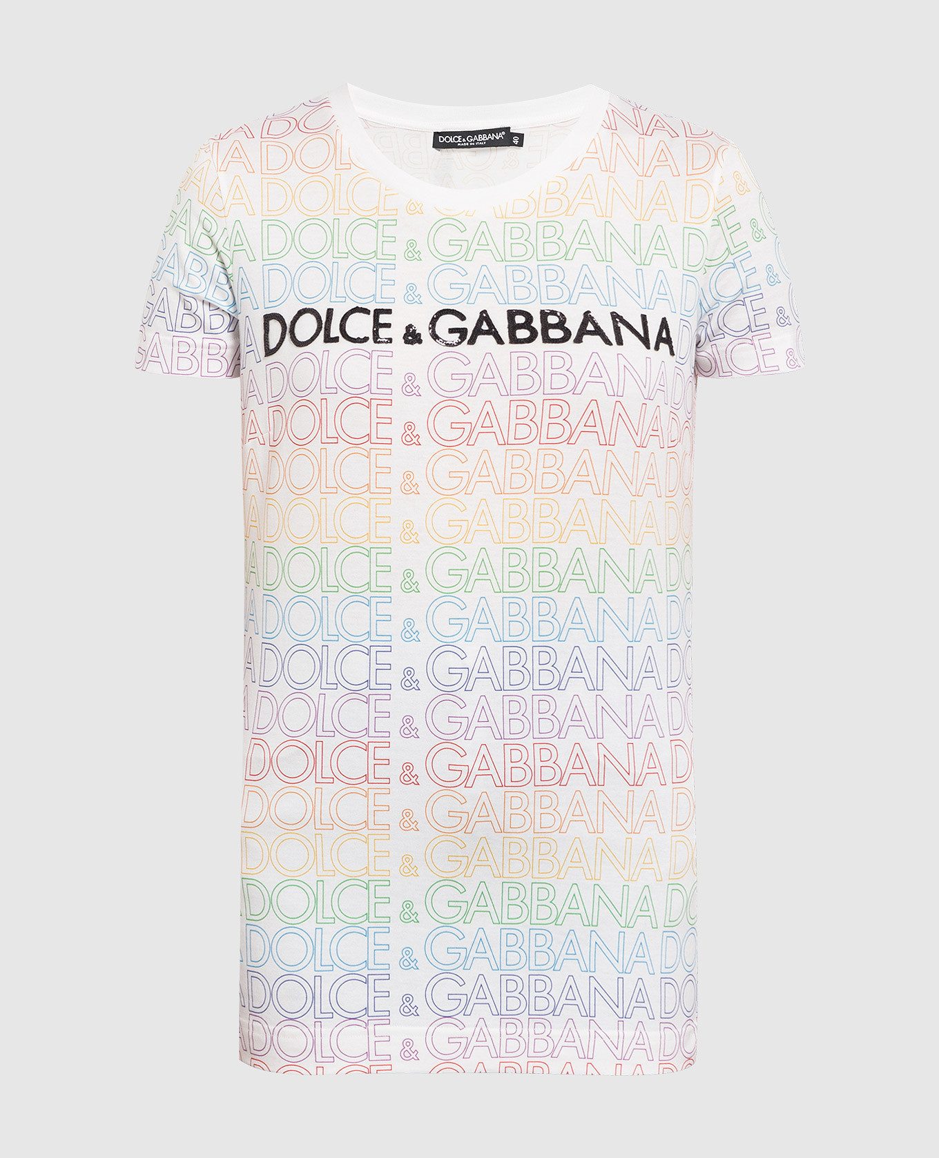 White t-shirt with logo print dolce&gabbana