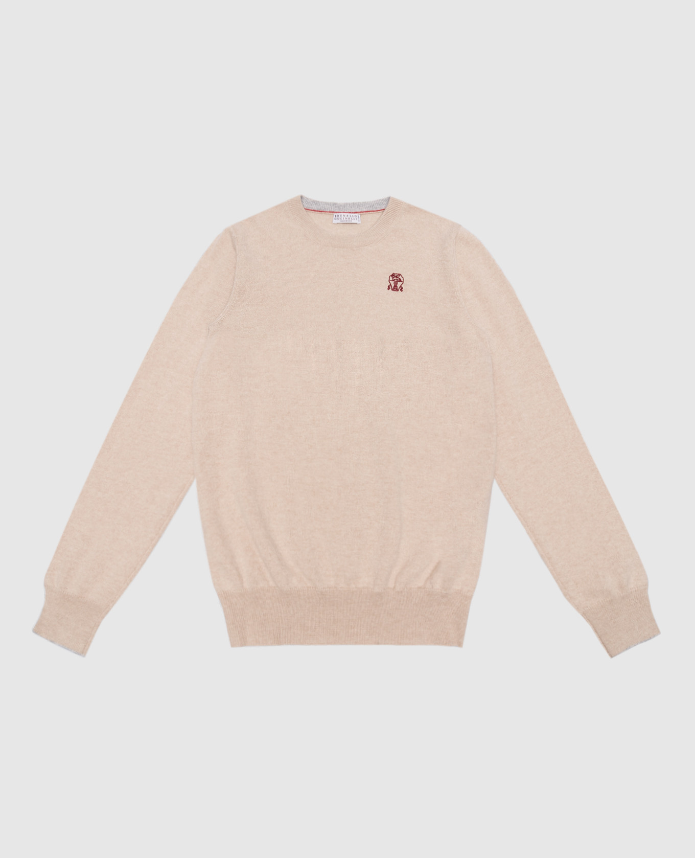 

Children's beige cashmere jumper with logo embroidery Brunello Cucinelli, Бежевый
