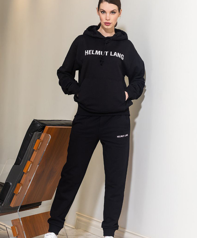 Helmut Lang Black hoodie with logo print L09HM521W buy with Portugal delivery at Symbol