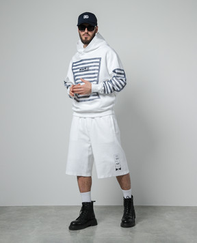 Dolce&Gabbana White Bermuda shorts with logo print GVUZATG7K4T