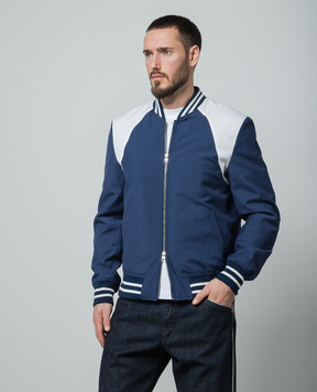 Alexander McQueen Blue bomber jacket with wool 766448QUAAE