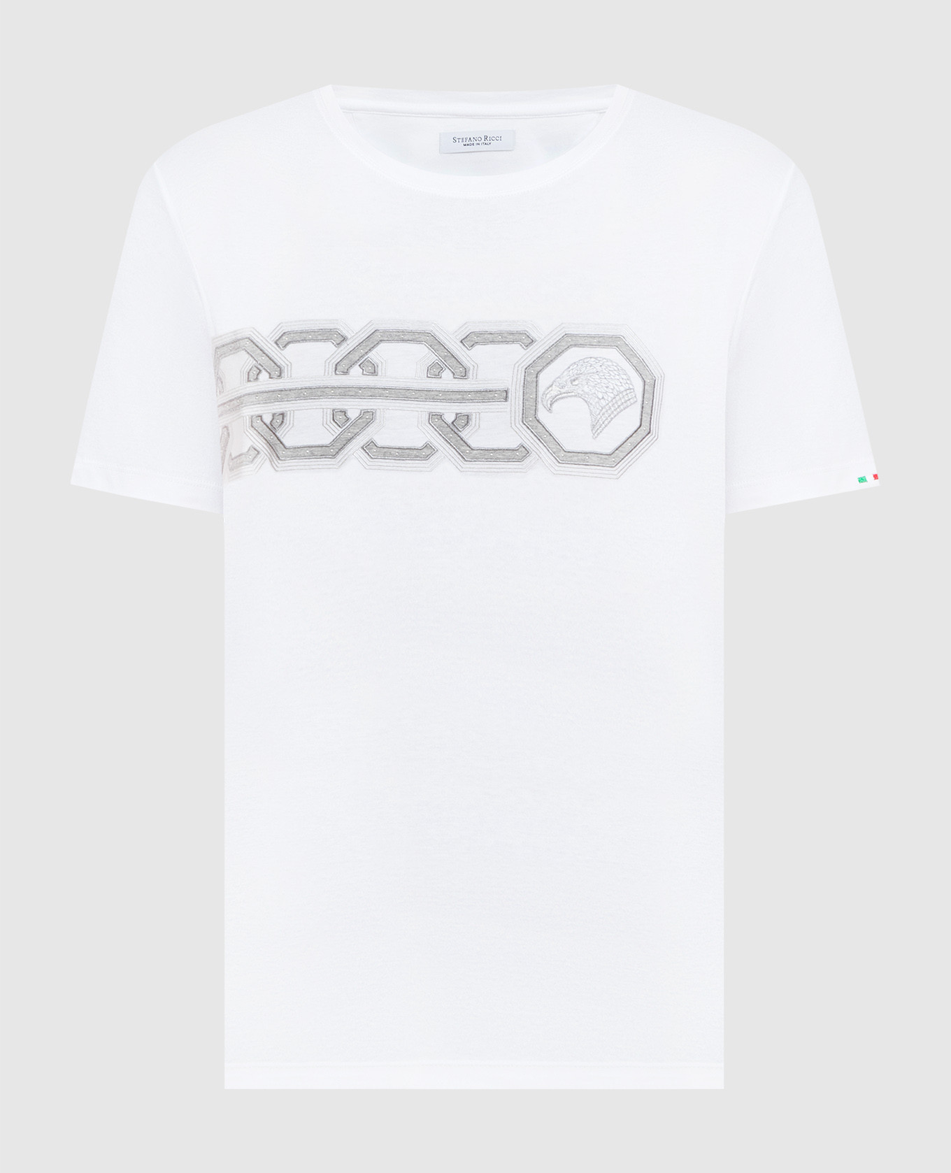 

White t-shirt with logo embroidery Stefano Ricci