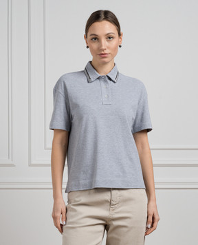 Brunello Cucinelli Gray polo shirt with monil chain M0T63EM415