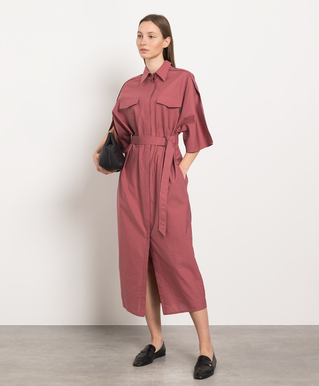 Brunello Cucinelli - Pink shirt dress with monil chain