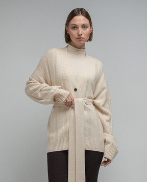 AERON Grappa beige wool and cashmere cardigan GRAPPA