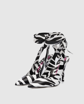 The Attico White Venus leather slingbacks in animal print 231WS418EL020