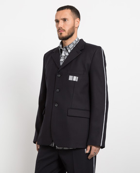 VTMNTS Black wool blazer with contrasting print VL12JA900B