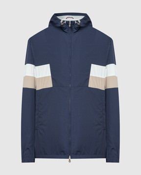Brunello Cucinelli Blue windbreaker with contrasting inserts MS4977471G