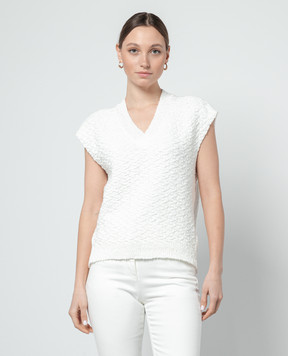 MooRER White HATTIE-COB vest with textured pattern HATTIECOB