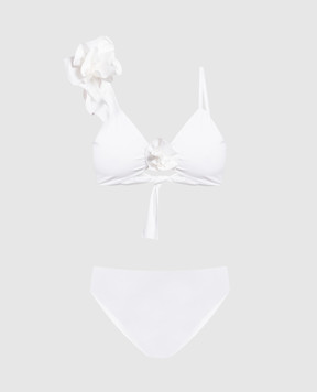 Maygel Coronel White swimsuit with ruffles and appliqué GALUA