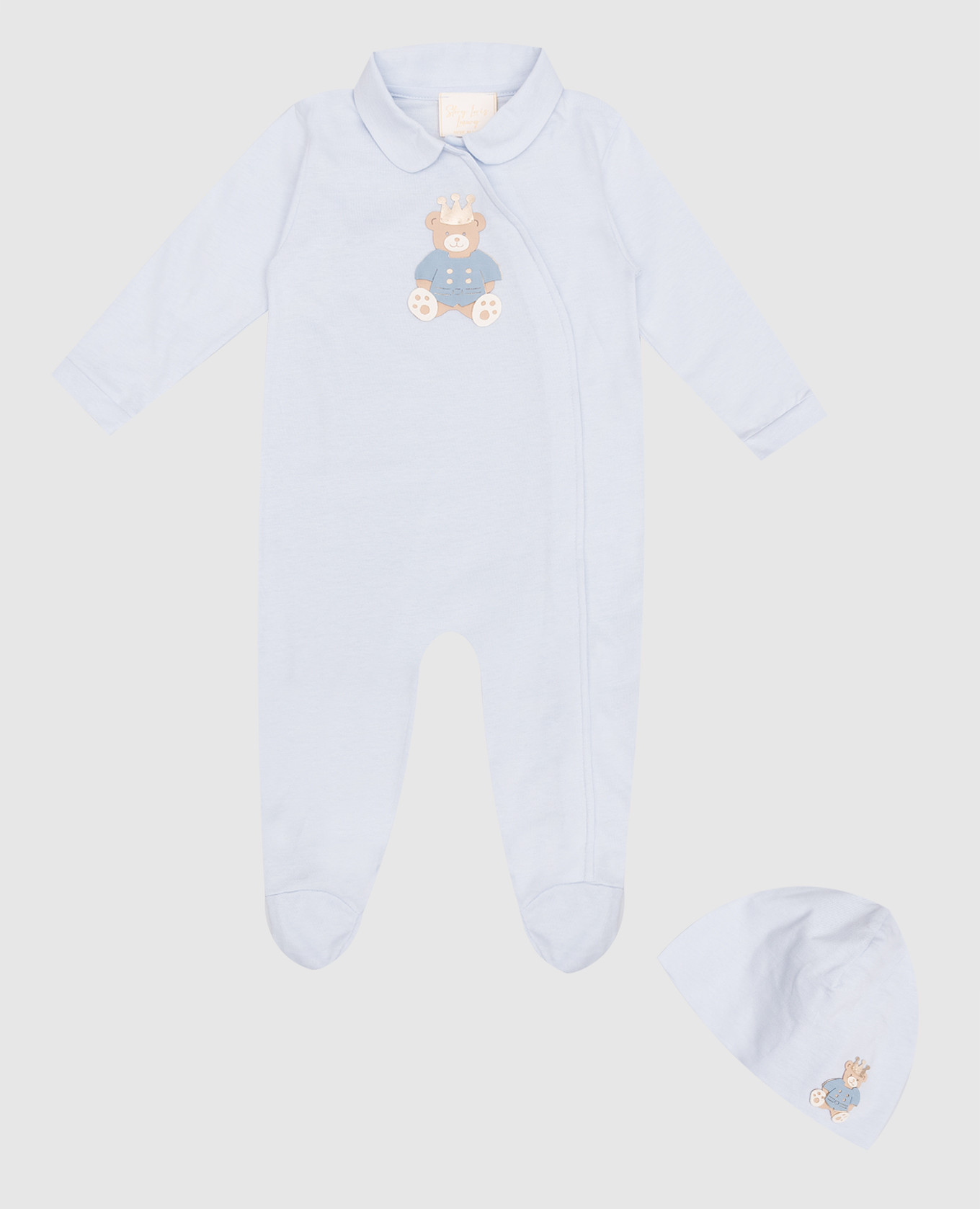 

Children's blue set of overalls and a cap Story Loris, Light blue