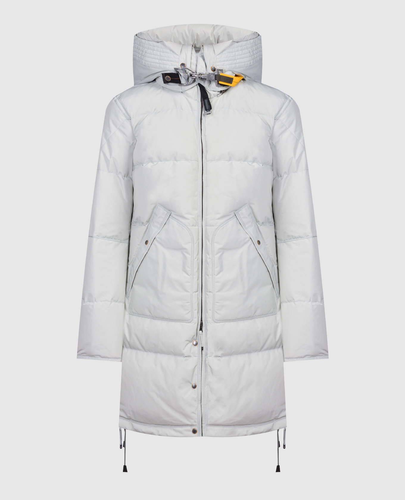 

Gray Long Bear down jacket with logo patch Parajumpers, Серый