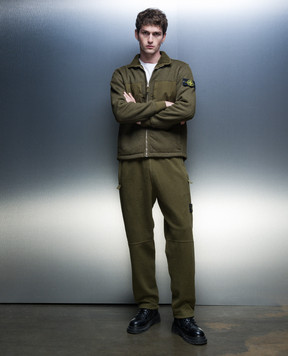 Stone Island Khaki logo pants 791560854