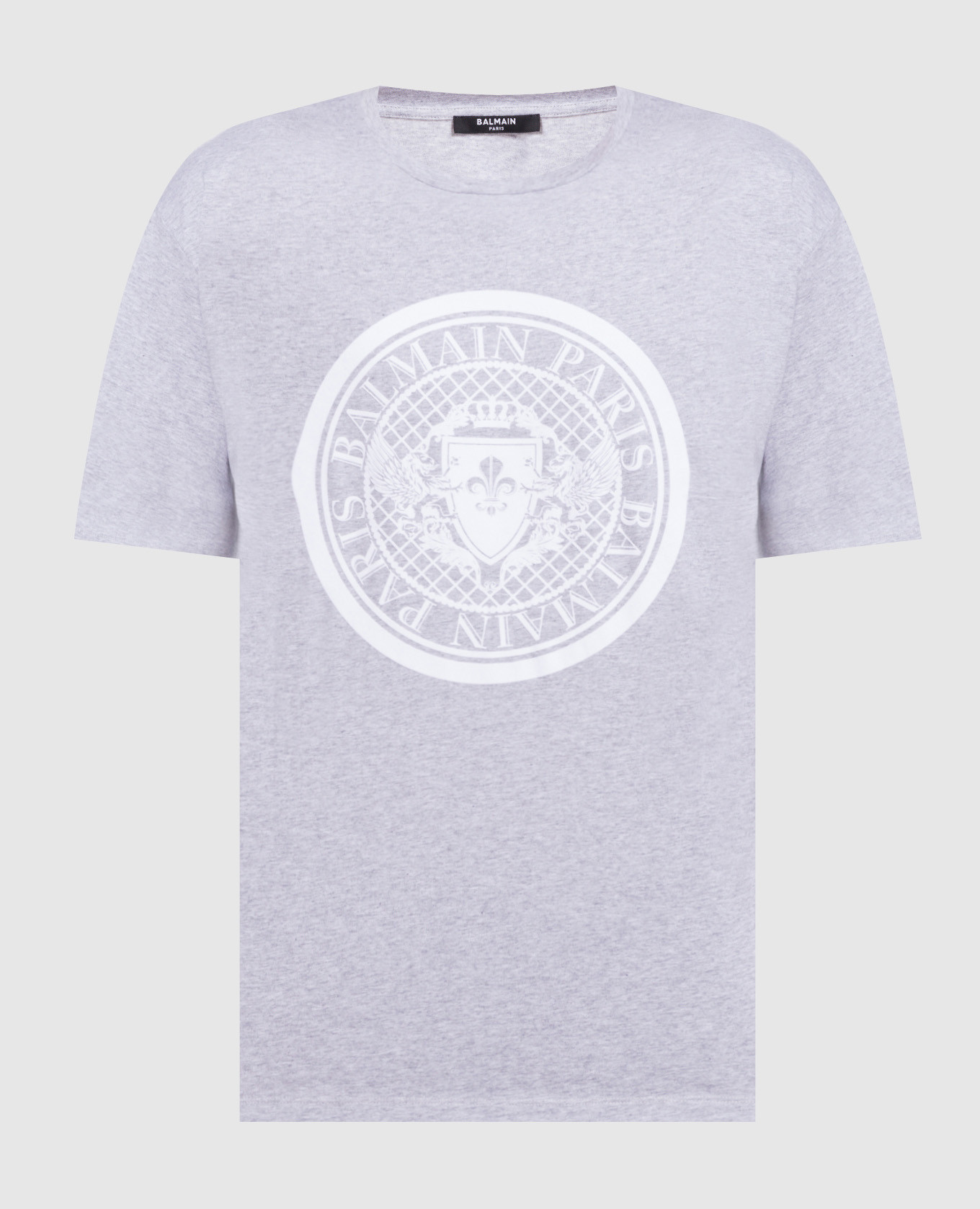 

Gray T-shirt with textured logo badge Balmain, Серый