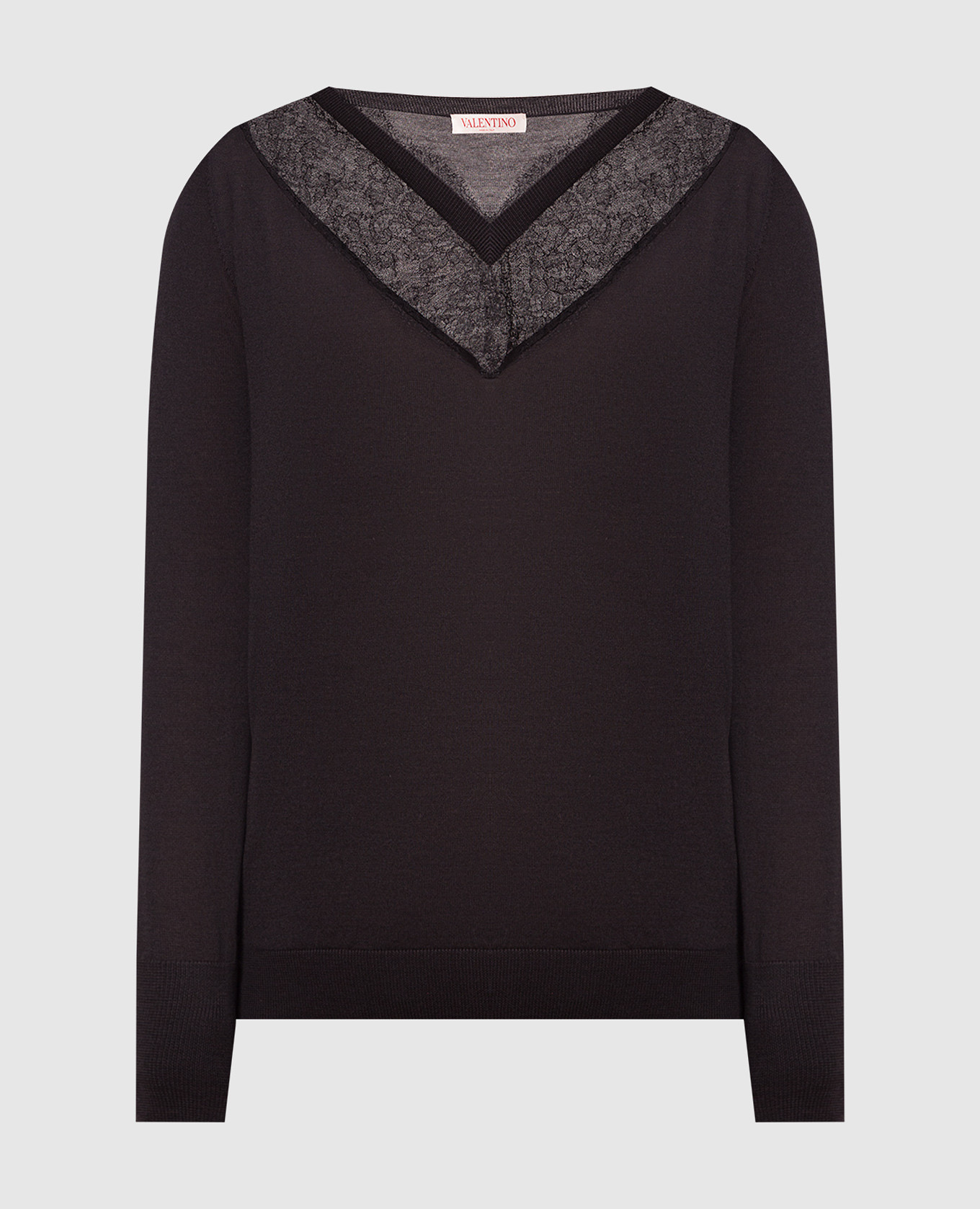 

Black pullover with wool and silk lace Valentino