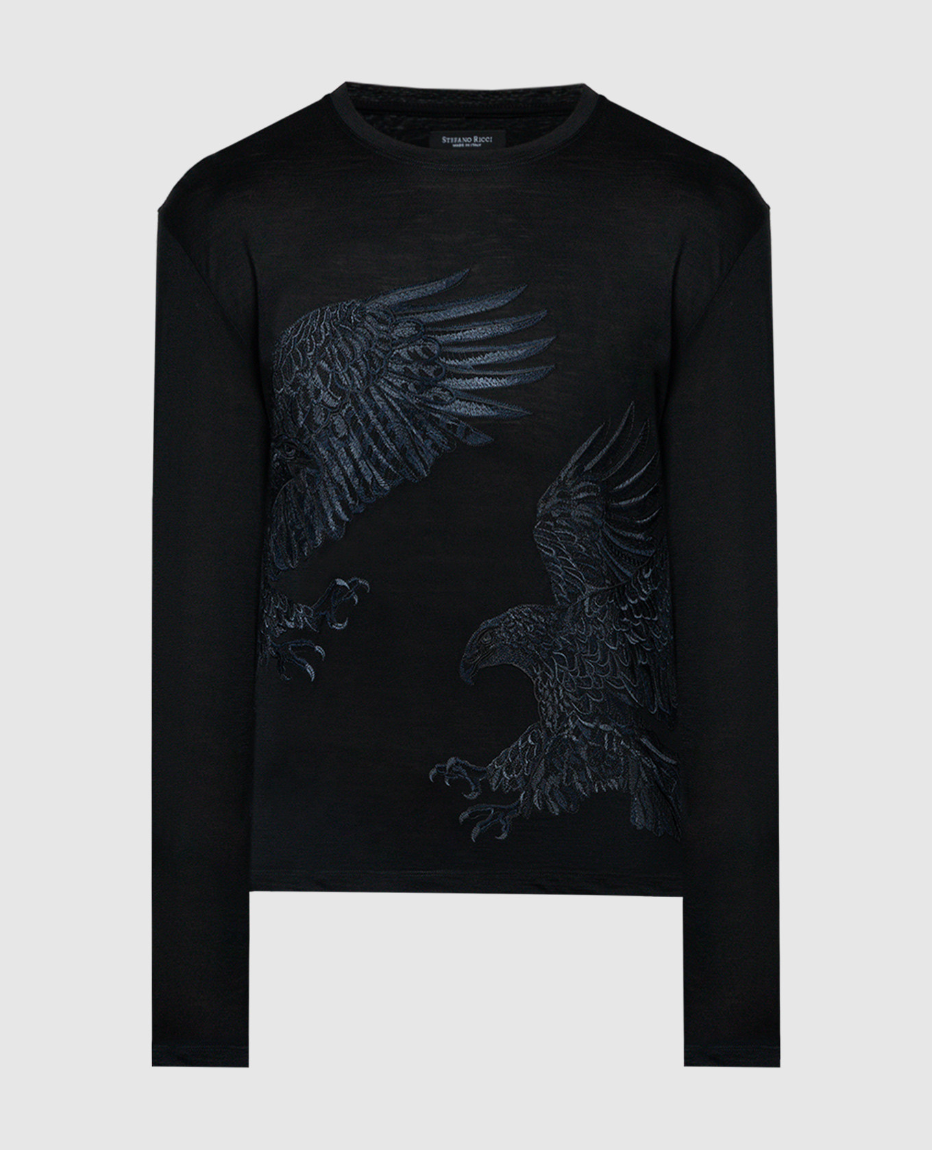 Black longsleeve made of wool with embroidery in the form of an eagle stefano ricci