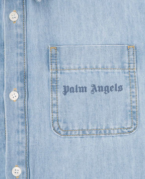 Palm Angels Children's blue denim shirt dress with logo PGYM002S24DEN001
