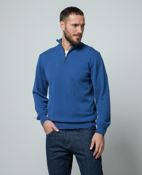 Cashmere&Whiskey Blue cashmere jumper with zipper 357N