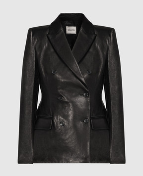 Khaite Martu black double-breasted leather jacket 6113729L729