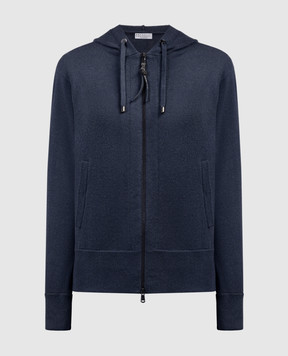 Brunello Cucinelli Blue cashmere sports jacket with monil chain M12169106
