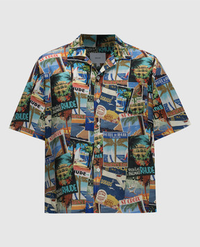 Rhude POSTCARD silk print shirt RHPS24SR08174976