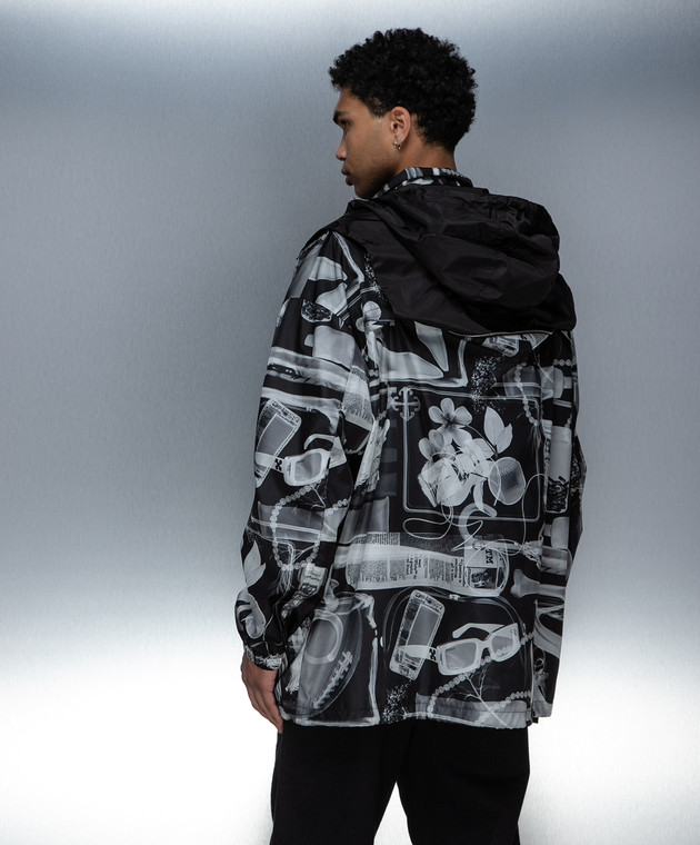 Off White Black windbreaker in a print in the form of an X ray OMEB048S24FAB001 buy with Estonia delivery at Symbol