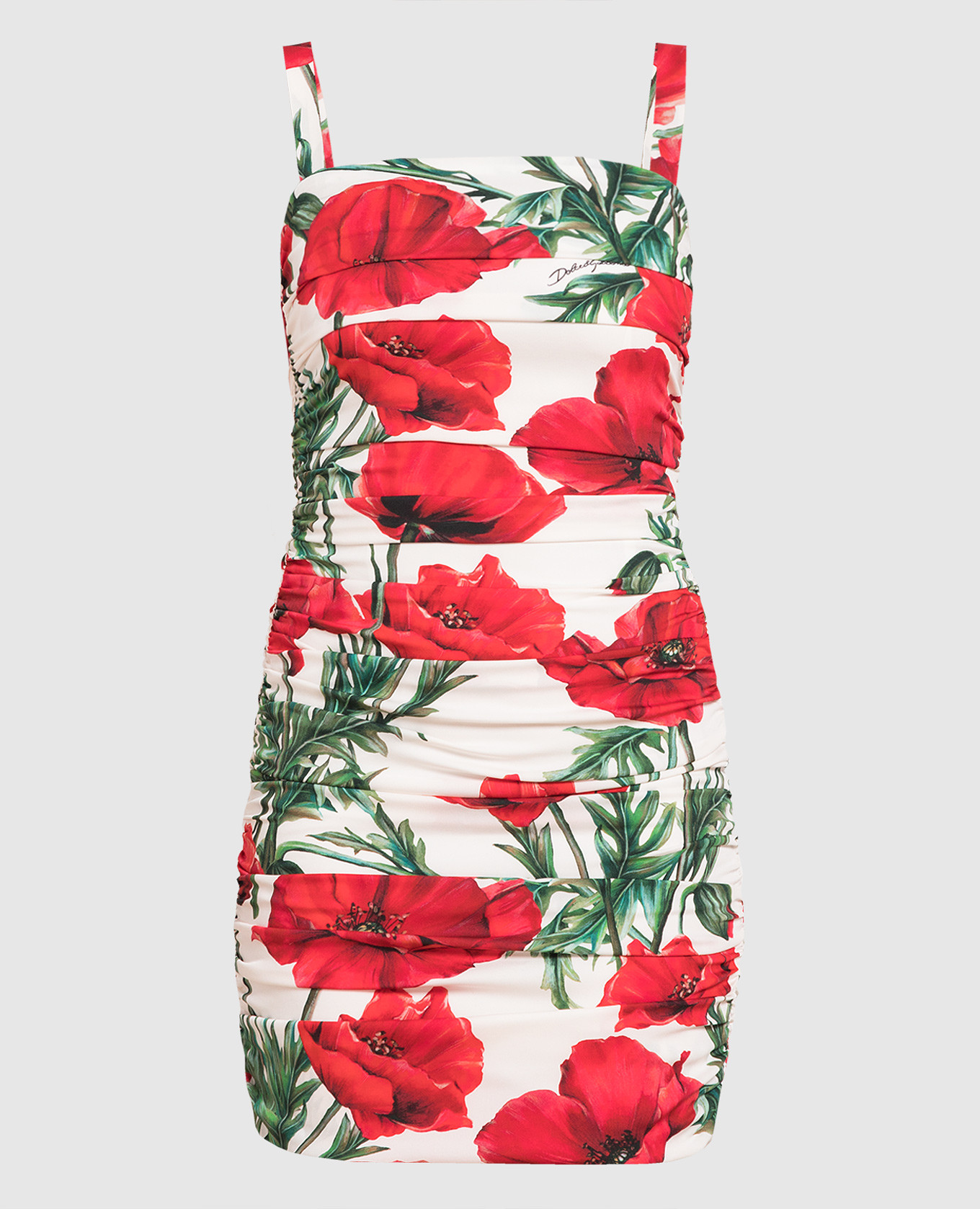 

Silk dress with poppy print Dolce&Gabbana, White