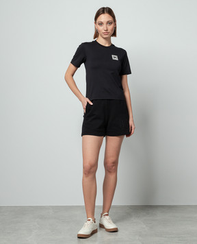 Palm Angels Black T-shirt Ski Club with patch PWAA044R24JER002