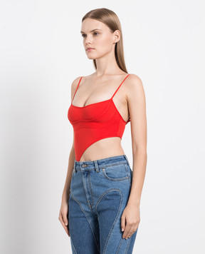 Thierry Mugler Red bodysuit with curly cutouts 22S2BO01761097