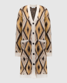 Etro Beige elongated cardigan in a geometric pattern D119649228