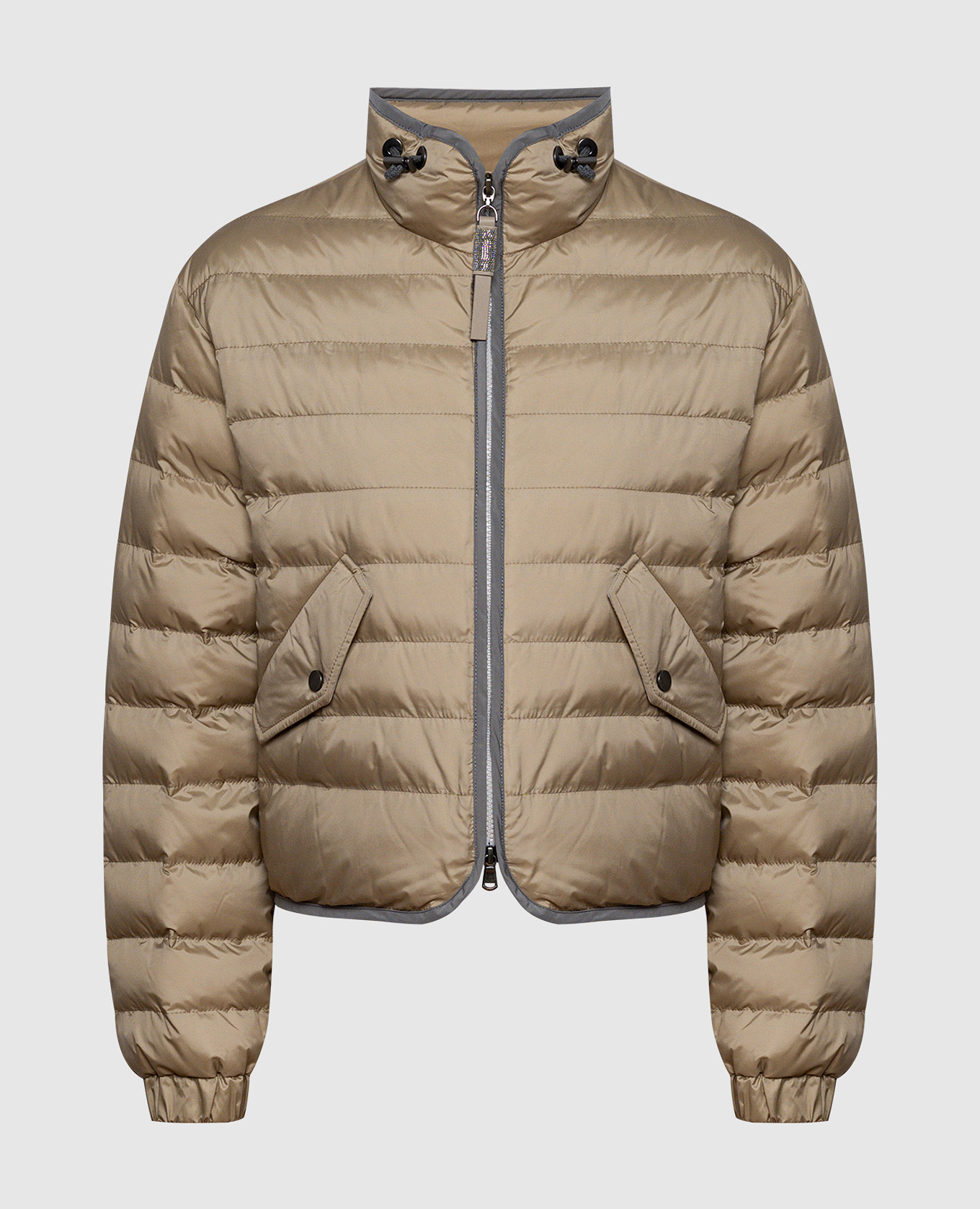 

Beige down jacket with monil chain Brunello Cucinelli, Бежевый