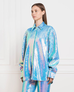 David Koma Blue shirt with sequins SS23DK23T