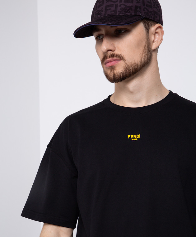 Fendi - Black T-shirt with logo embroidery FY3936AILB - shop Fendi - Black T-shirt with logo embroidery FY3936AILB - shop