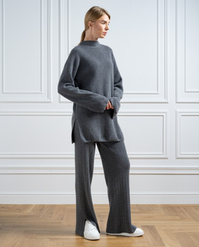 COLOMBO Gray ribbed cashmere pants MA04325226KI