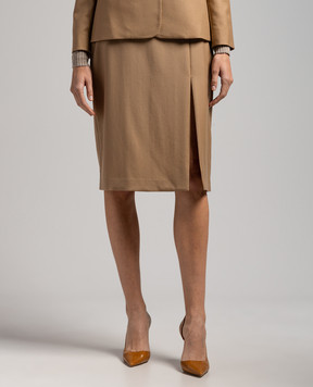Theory Brown wool skirt with slit N0801301