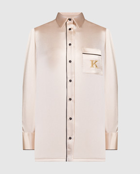 Kiton Beige shirt with monogram logo D52446K04S46