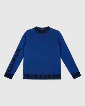 Balmain Children's blue sweater with a logo BT9P70X0106410