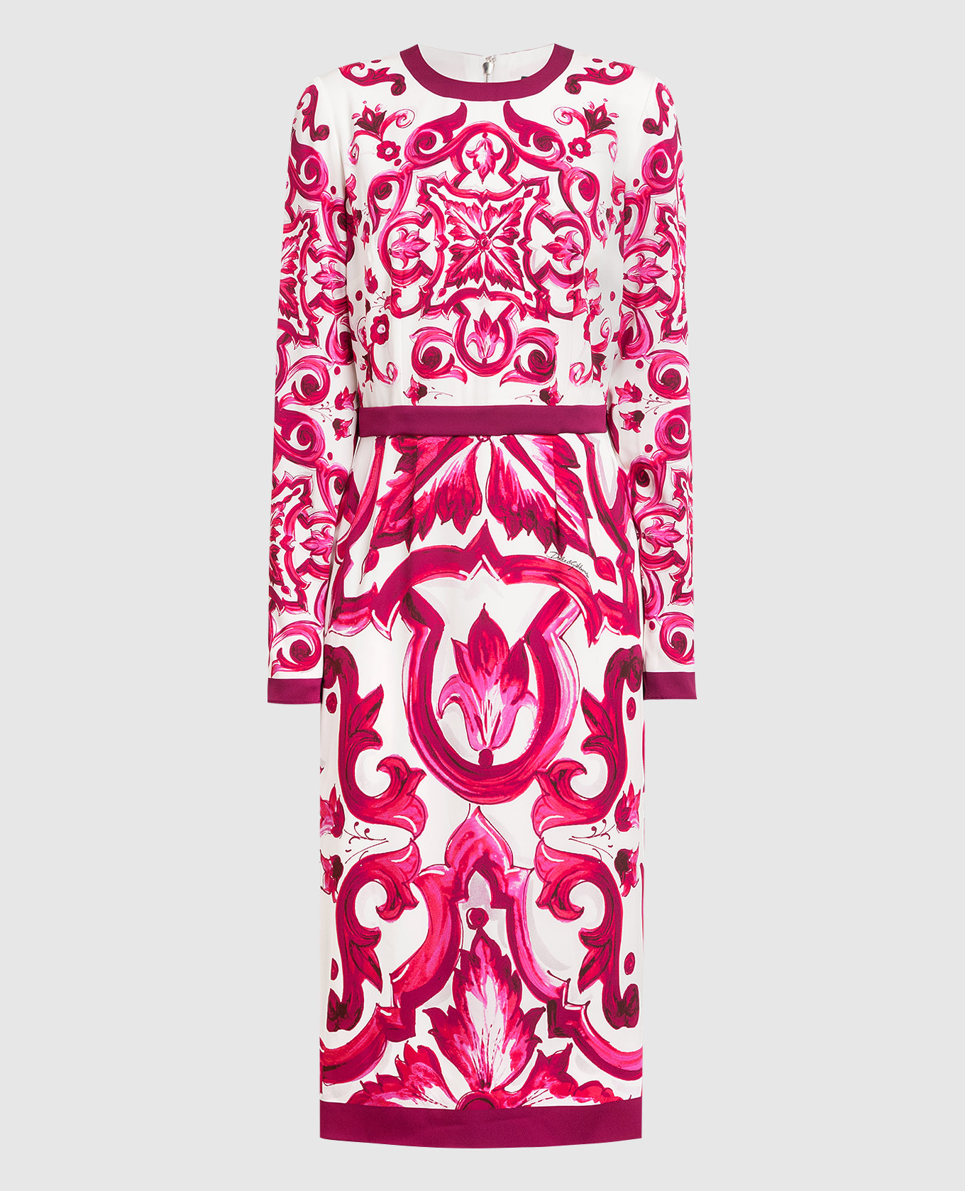 

Pink majolica silk midi dress Dolce&Gabbana
