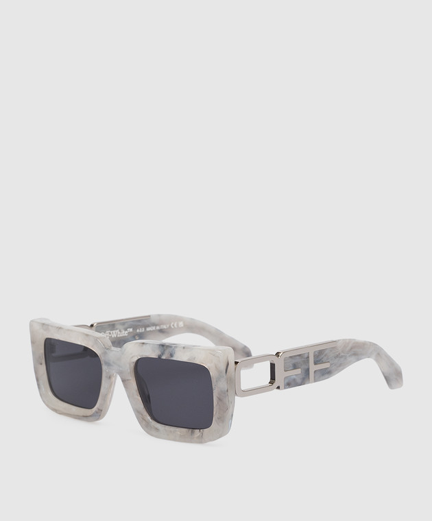 Off-White - Gray Boston sunglasses with a marble pattern  display picture 3