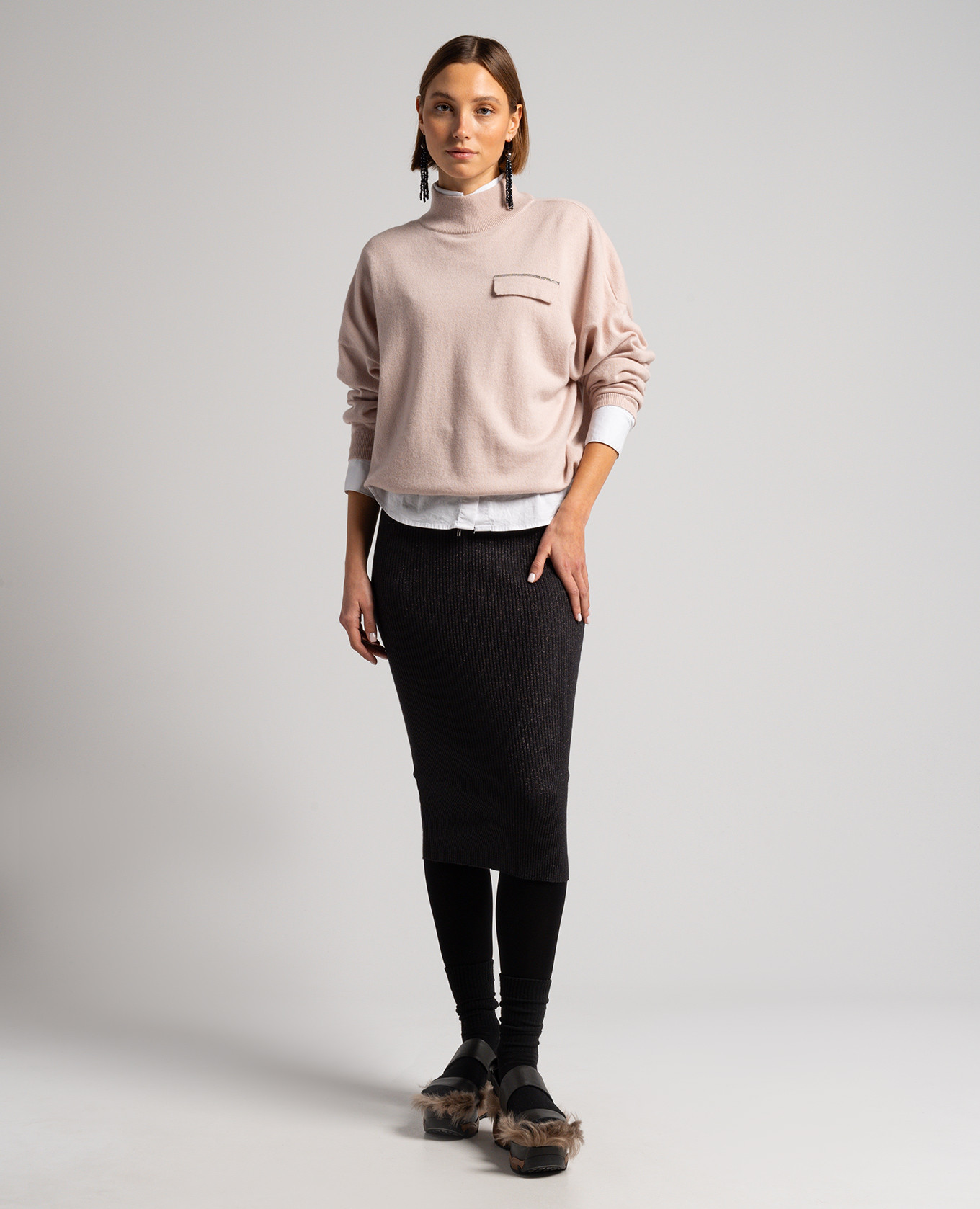 Black striped skirt with lurex Brunello Cucinelli 2