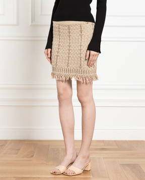 Twinset Brown tweed skirt with lurex 232TP3631