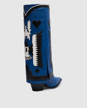 Filles a Papa Blue leather cossacks TEXASHIGH