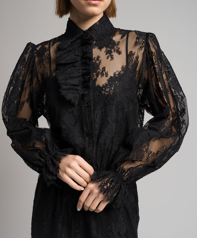 Ermanno Scervino - Black midi dress with lace D442Q323SYJ - shop