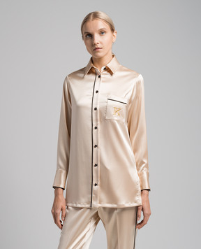 Kiton Beige shirt with monogram logo D52446K04S46