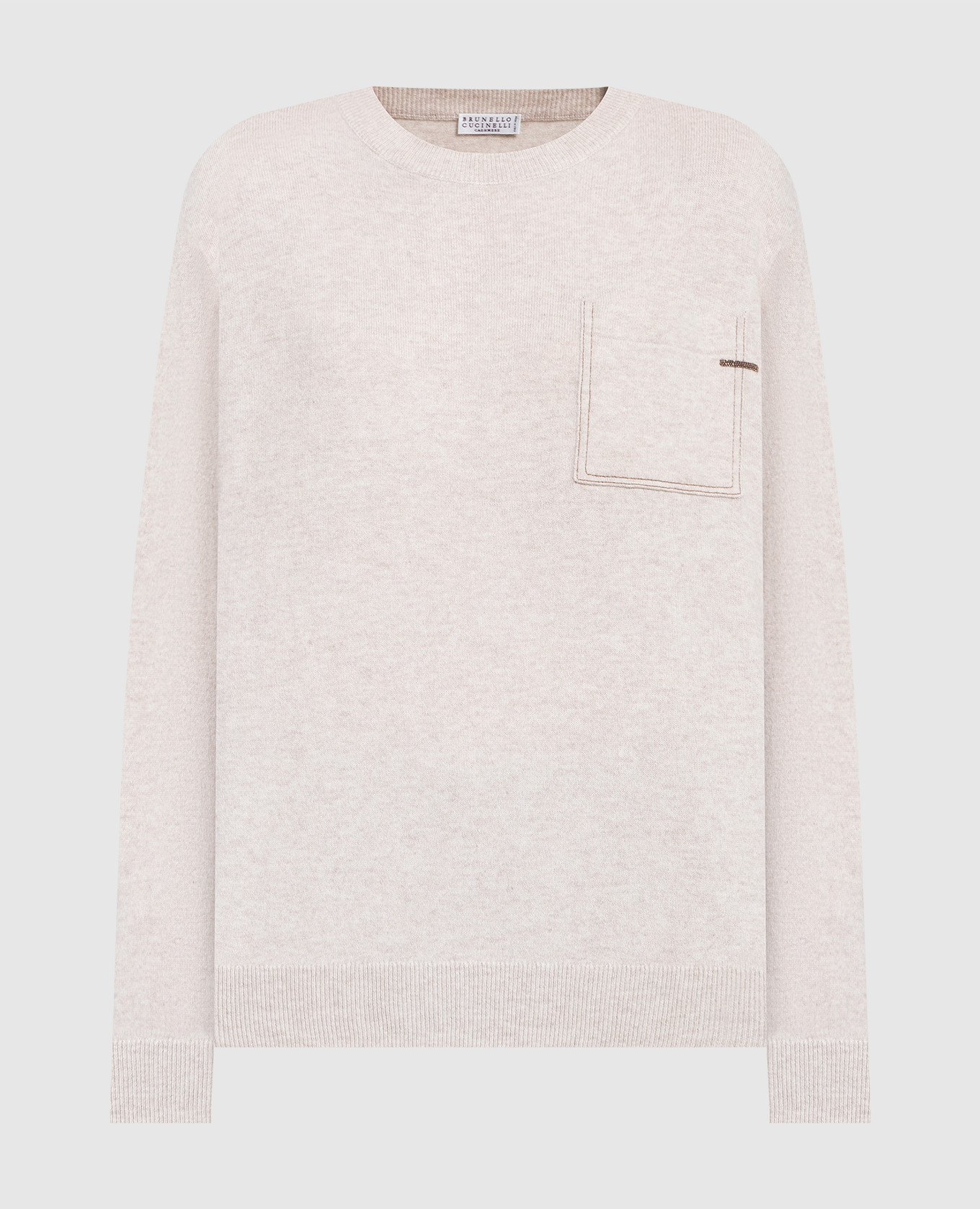 

Beige cashmere sweater with monil chain Brunello Cucinelli