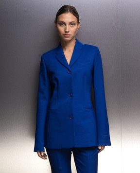 Off-White Blue jacket with logo embroidery OWEF115F23FAB001