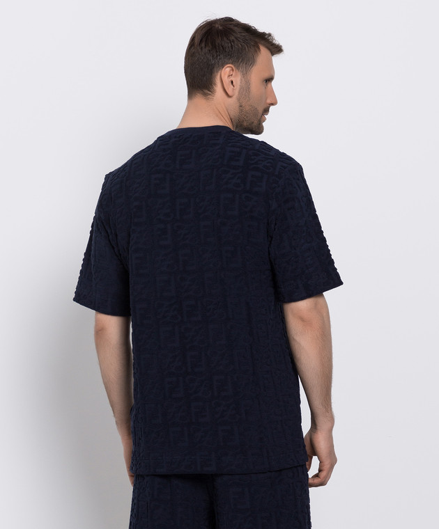 Fendi - Dark blue T-shirt with logo pattern FY0936A9RK