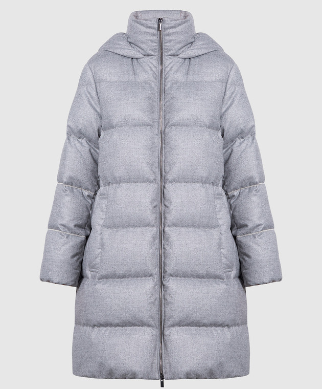 Peserico - Gray down jacket with monil chain S2447401945