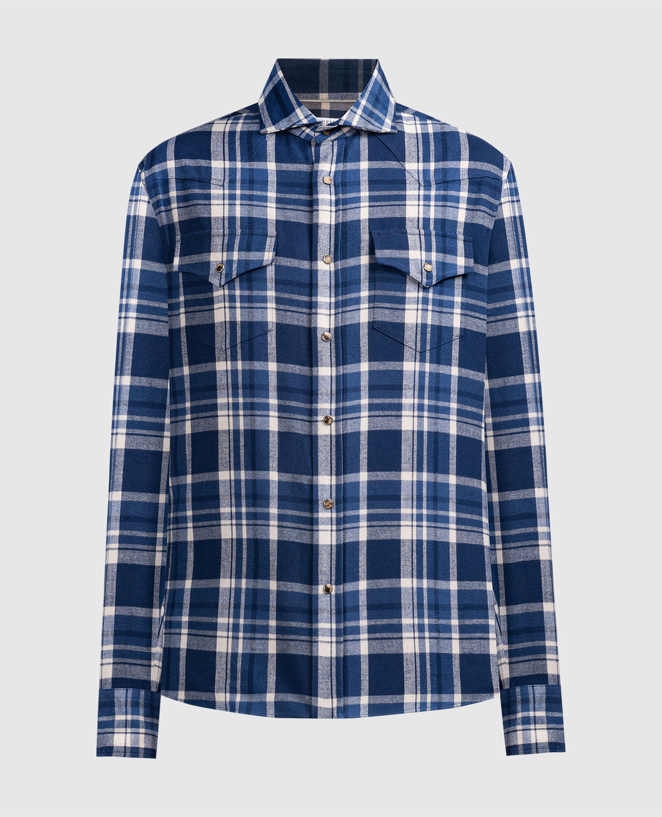

Blue checked shirt Brunello Cucinelli, Синий
